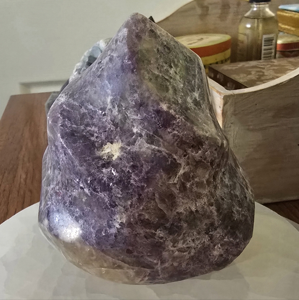 Beautiful 4" 1.1 lbs. Vibrant Purple and Lavender Lepidolite Crystal Flame